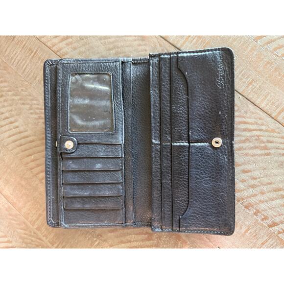 Brighton Black Croc Patent Leather Wallet Clutch Silver Accents 7.25x3.5 - Picture 3 of 8